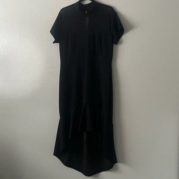 NWOT Elegant Mesh Frill Ruffle Round Neck Pencil Cocktail Dress - Picture 5 of 8